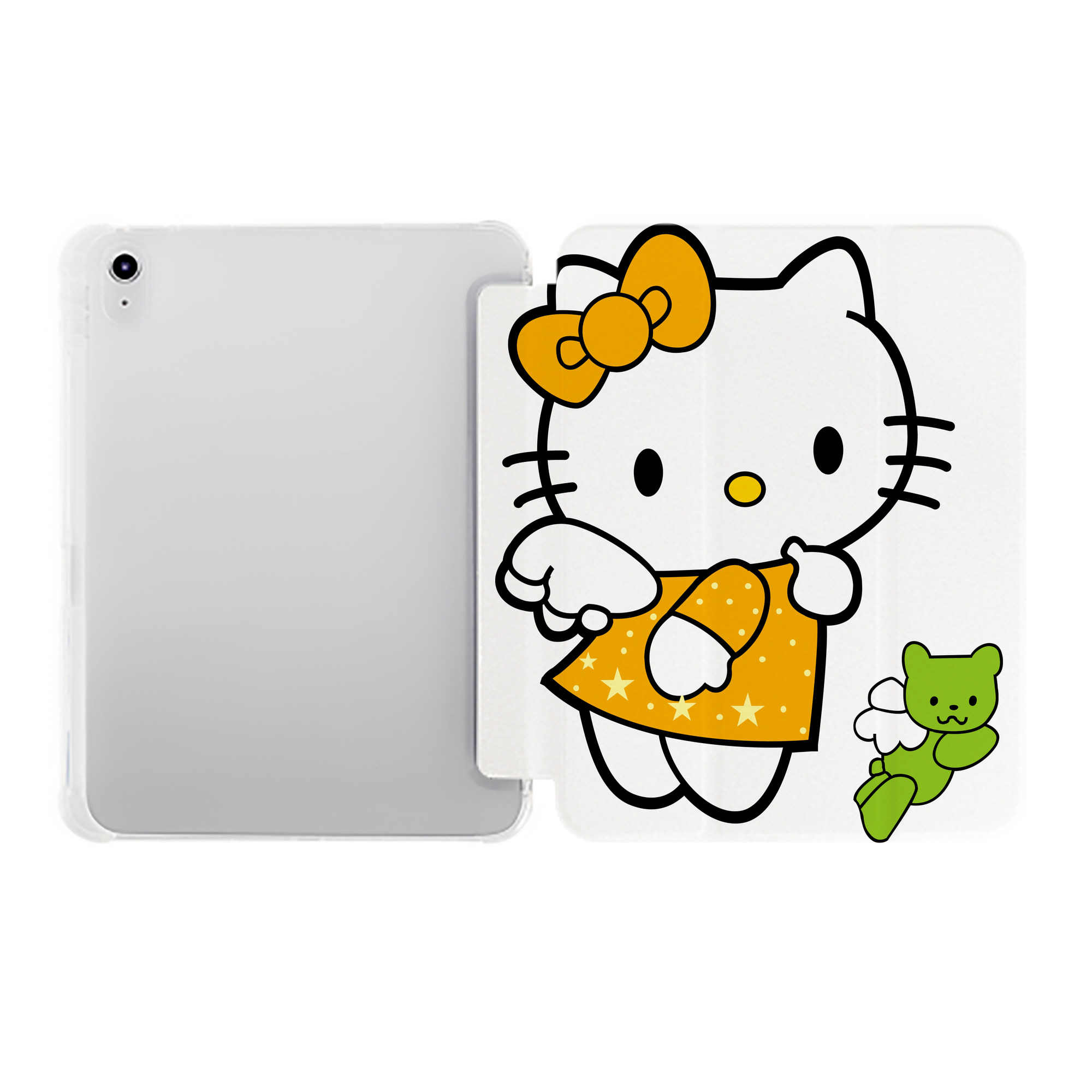 （画像用） Hello Kitty ハローキティ IPad ケース ペン収納付き 三つ折りスタンド PUレザー×シリコン 対応機種9.5/10.5/10.9インチ